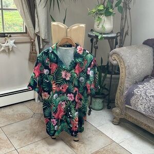 GOLF Tropical Floral Button-Up Shirt ACE SIZE L FUNNY
